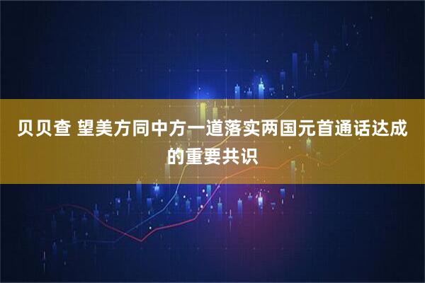 贝贝查 望美方同中方一道落实两国元首通话达成的重要共识